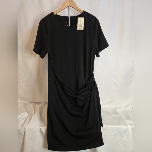 a new day Dresses & Skirts - 🖤A New Day Black Short Sleeve Tie-Front T-Shirt Dress – Size XL NWT🖤